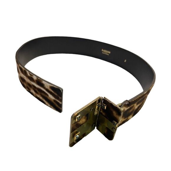 LANVIN Calf Hair Waist Belt with Antique Gold and Crystal Buckle |Size: Small| main image 4